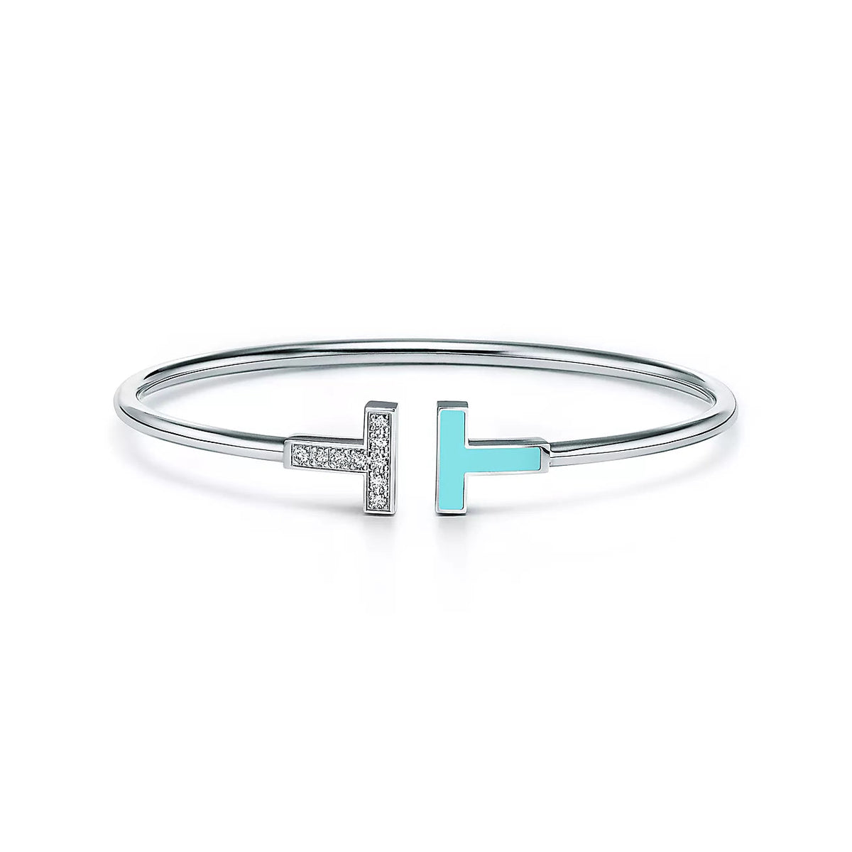 [Lumi Jewelry]T BRACELET 1.8MM TURQUOISE DIAMOND SILVER