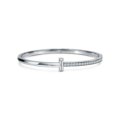 [Lumi Jewelry]NARROW T1 HINGED BANGLE DIAMOND SILVER