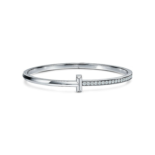 [Lumi Jewelry]NARROW T1 HINGED BANGLE DIAMOND SILVER