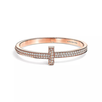 [Lumi Jewelry]T1 WIDE HINGED BANGLE DIAMOND PAVED BRACELET