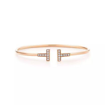 [Lumi Jewelry]T BRACELET PINK GOLD 1.8MM DIAMOND