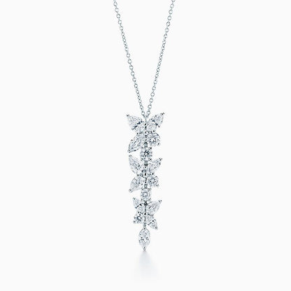 [Lumi Jewelry]MIXED CLUSTER DIAMOND DROP PENDANT