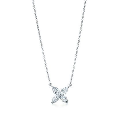 [Lumi Jewelry]PLATINUM AND DIAMOND VICTORIA PENDANT NECKLACE