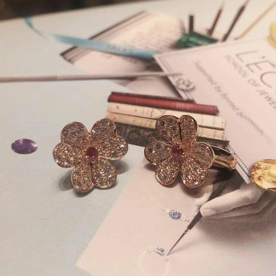 [Lumi Jewels]FRIVOLE PINK GOLD FLOWER DIAMOND EARRINGS