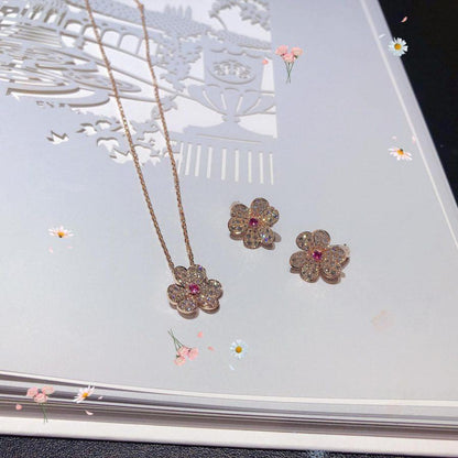 [Lumi Jewels]FRIVOLE PINK GOLD FLOWER DIAMOND EARRINGS
