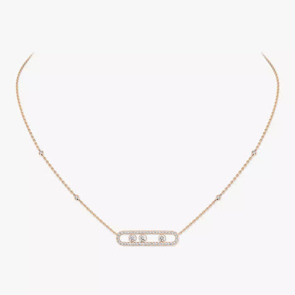 [Lumi Jewels] Move Pave_ Rose Gold Diamond Necklace