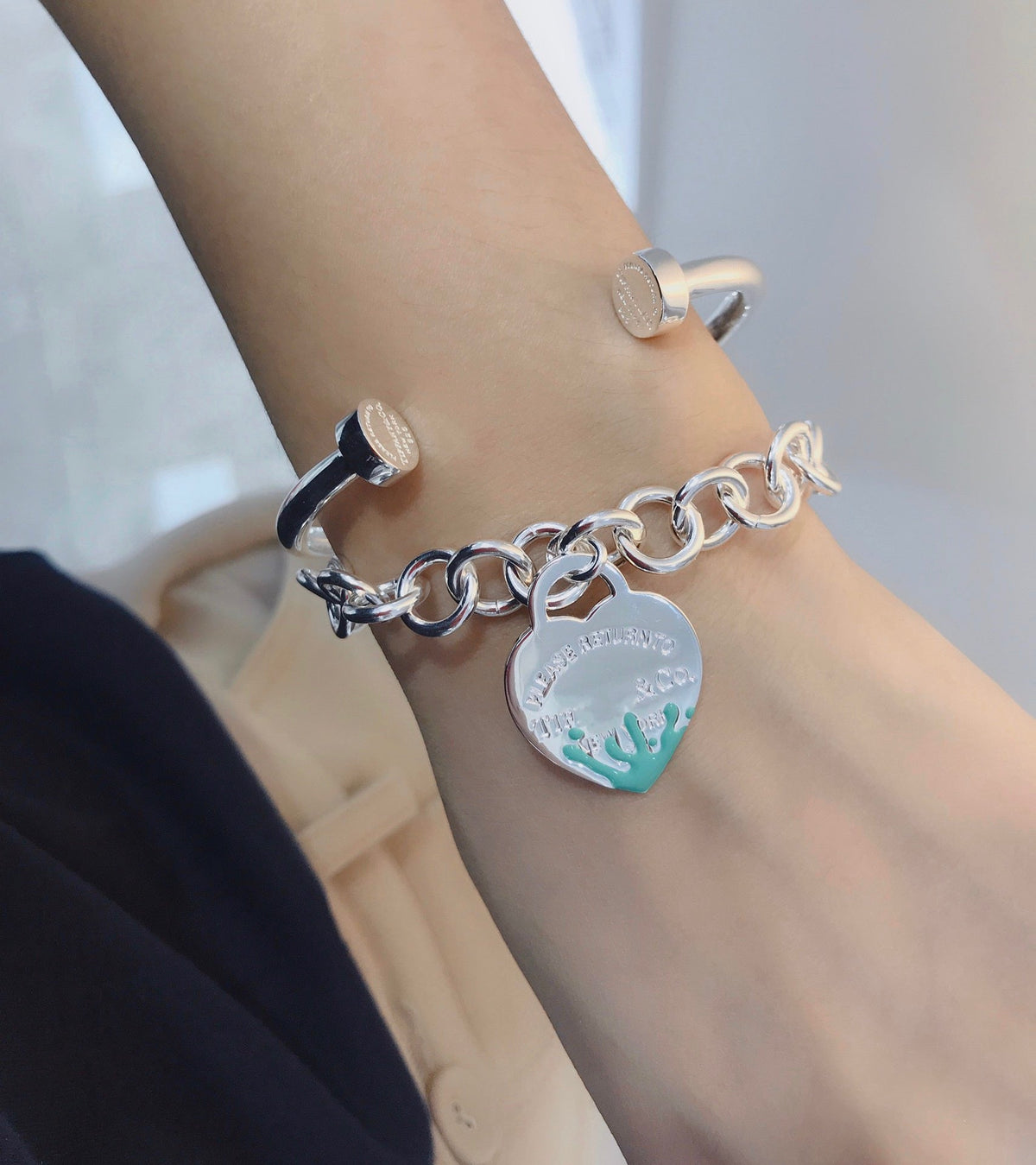 [Lumi Jewelry]LOVE HEART RETURN TO TIF SILVER BRACELET