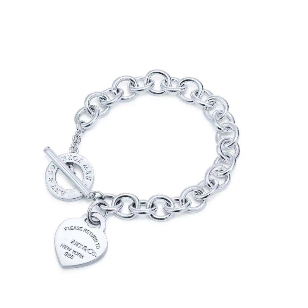 [Lumi Jewelry]LOVE HEART PIN BUCKLE RETURN TO TIF SILVER BRACELET