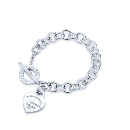 [Lumi Jewelry]LOVE HEART PIN BUCKLE RETURN TO TIF SILVER BRACELET