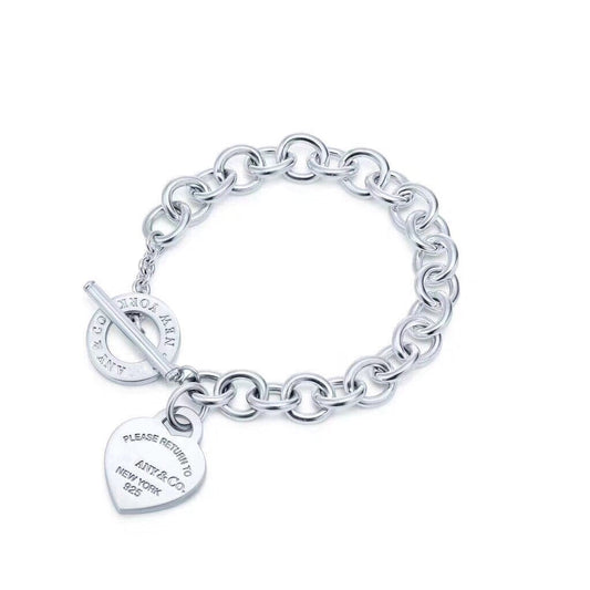 [Lumi Jewelry]LOVE HEART PIN BUCKLE RETURN TO TIF SILVER BRACELET