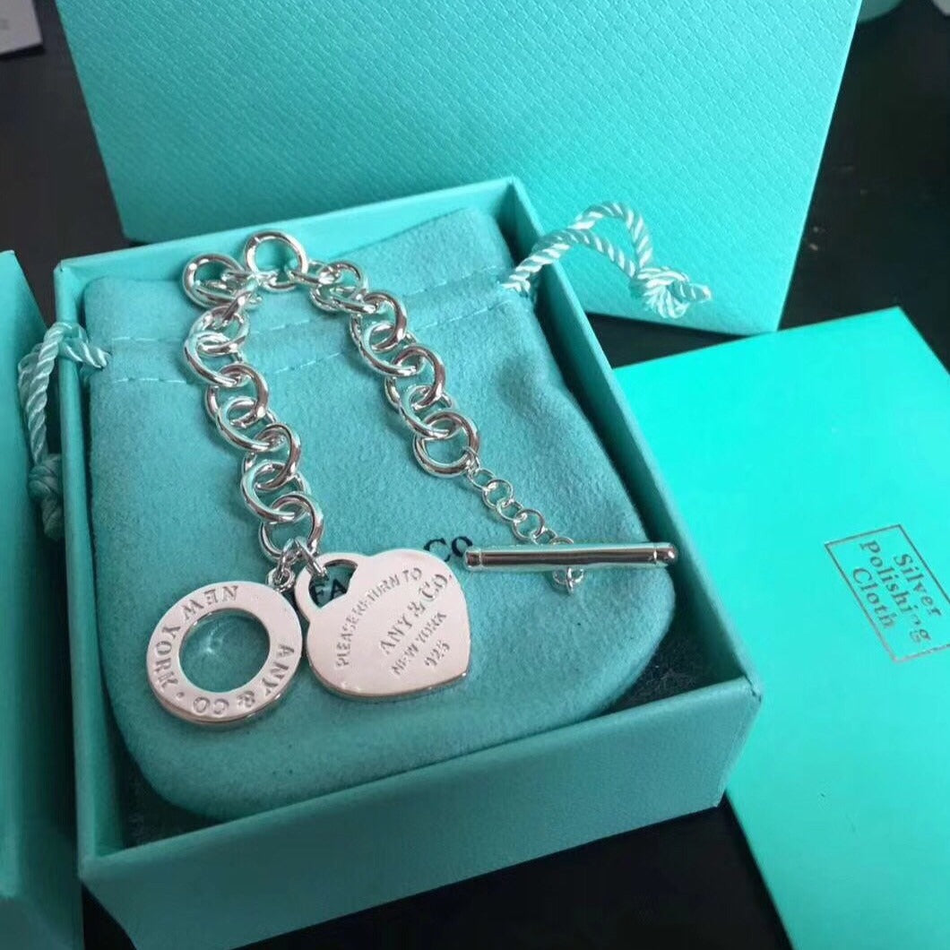 [Lumi Jewelry]LOVE HEART PIN BUCKLE RETURN TO TIF SILVER BRACELET