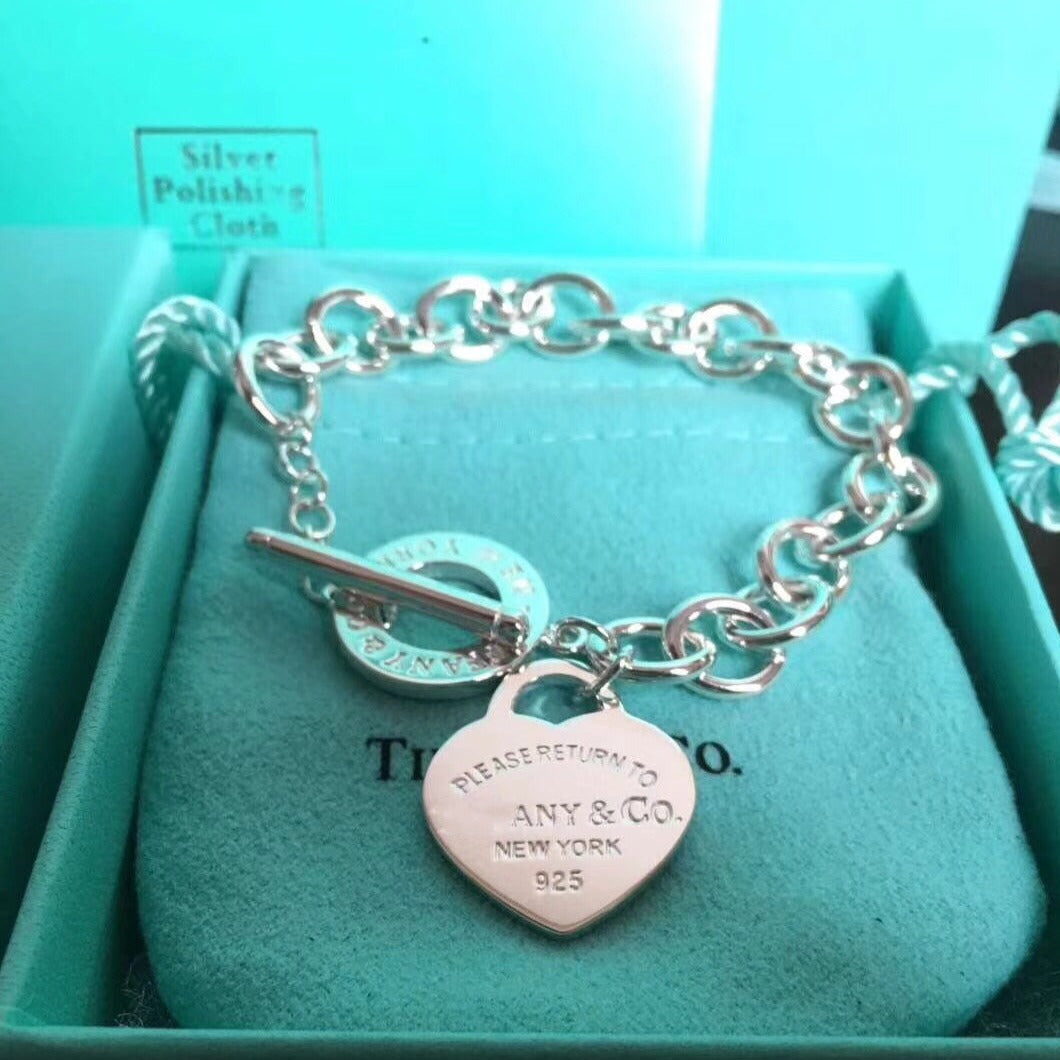 [Lumi Jewelry]LOVE HEART PIN BUCKLE RETURN TO TIF SILVER BRACELET