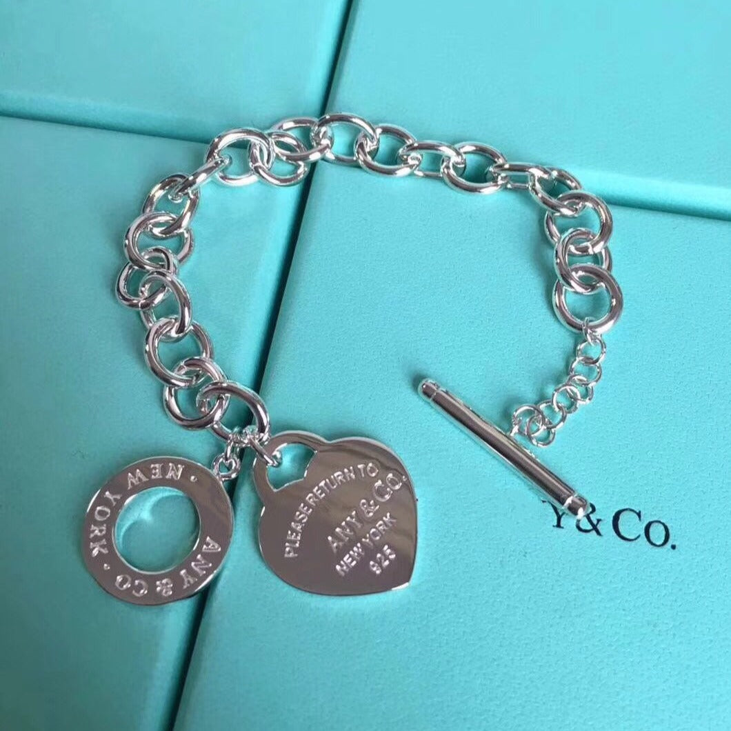 [Lumi Jewelry]LOVE HEART PIN BUCKLE RETURN TO TIF SILVER BRACELET