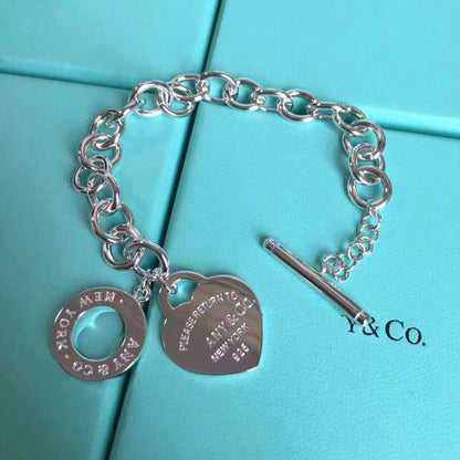 [Lumi Jewelry]LOVE HEART PIN BUCKLE RETURN TO TIF SILVER BRACELET