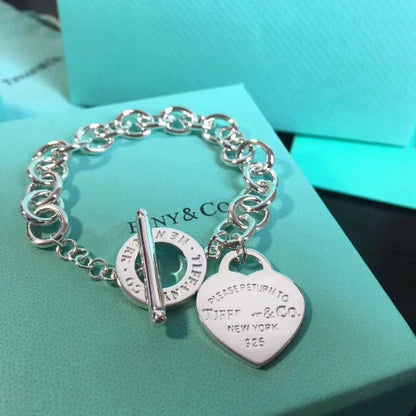 [Lumi Jewelry]LOVE HEART PIN BUCKLE RETURN TO TIF SILVER BRACELET