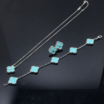 [Lumi Jewels]CLOVER 1 DIAMOND BLUE SKY SILVER EARRINGS