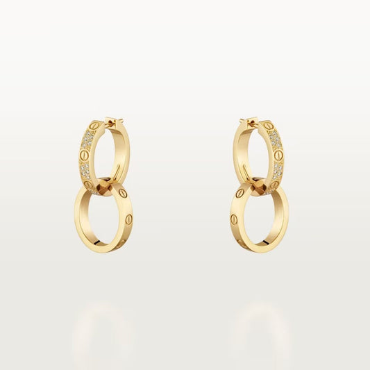 [Lumi Jewelry]LOVE 3.3MM DANGLE HALF DIAMOND EARRINGS